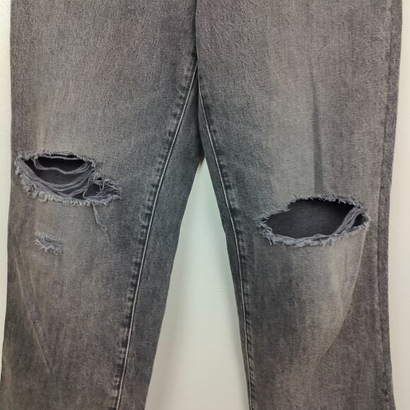 Madewell Baggy Straight Jeans Womens 26 Charcoal Cavell Wash Ripped Edition Y2K - Picture 4 of 10